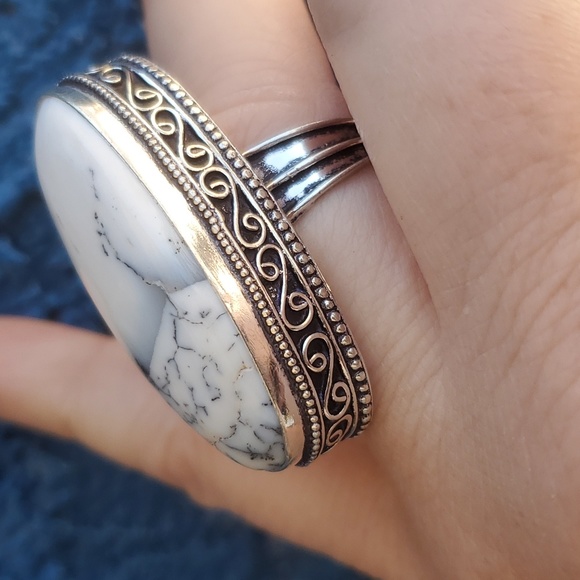 New Oversized Dendritic Opal 925 Silver Statement Ring. - Picture 6 of 15